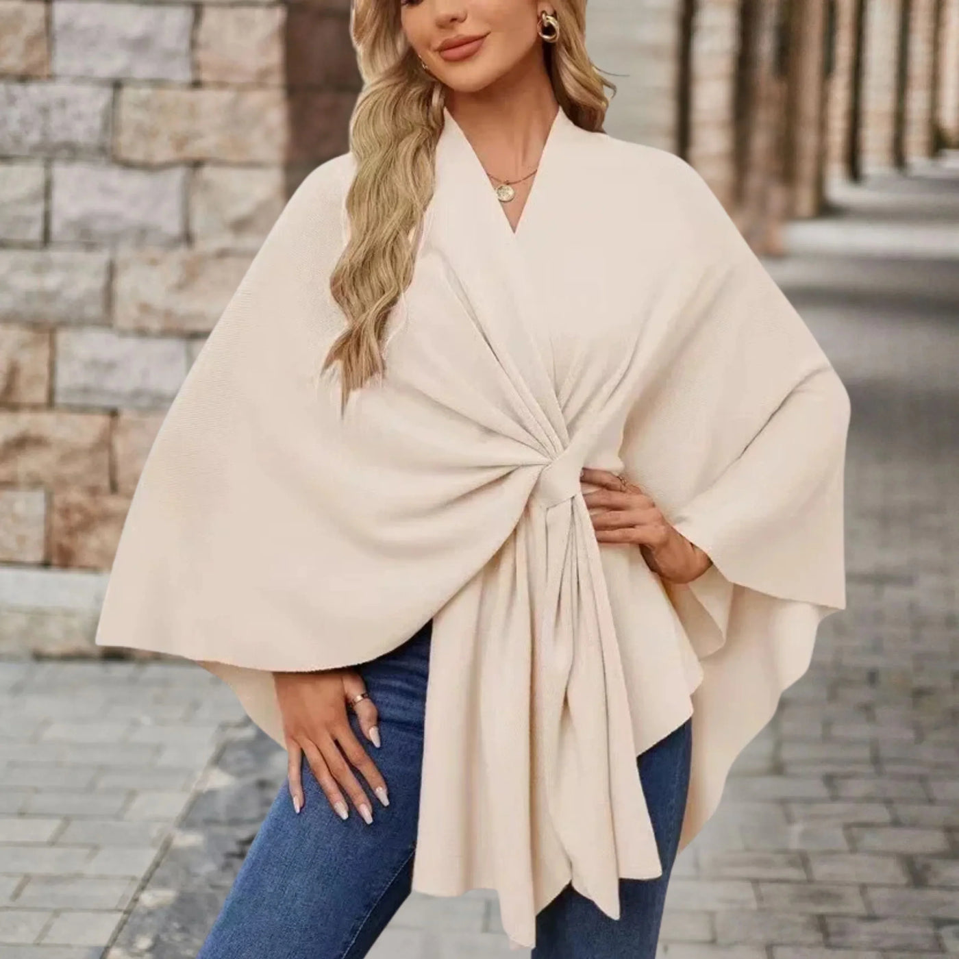 Yvette | Elegant Draped Poncho