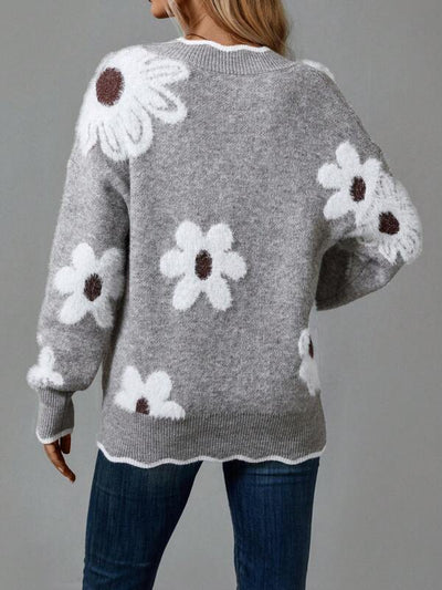 Mandy | Elegant V-Neck Floral Sweater