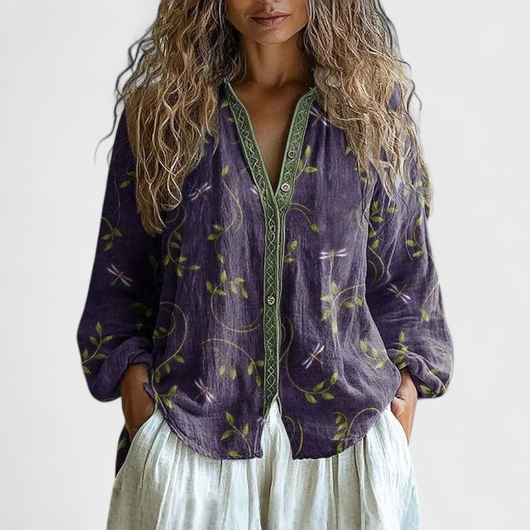 Ambra | Vintage Leaf Print Blouse