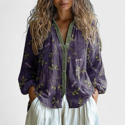 Ambra | Vintage Leaf Print Blouse