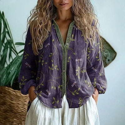 Ambre™ I Classic Leaf Print Vintage Shirt