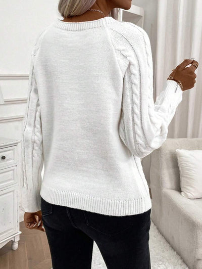 Clara | Button-Detail Cable-Knit Jumper