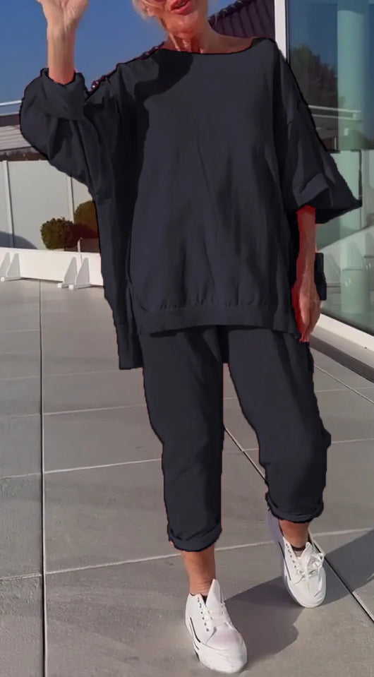 Frieda | Loungewear Set with Sweater Top and Cropped Pants