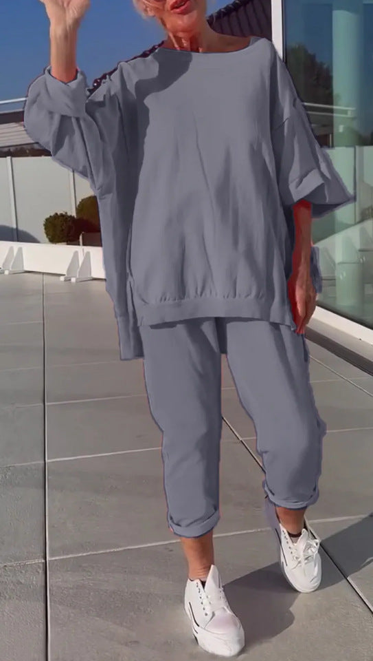 Frieda | Loungewear Set with Sweater Top and Cropped Pants