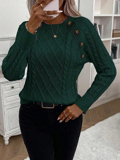 Clara | Button-Detail Cable-Knit Jumper