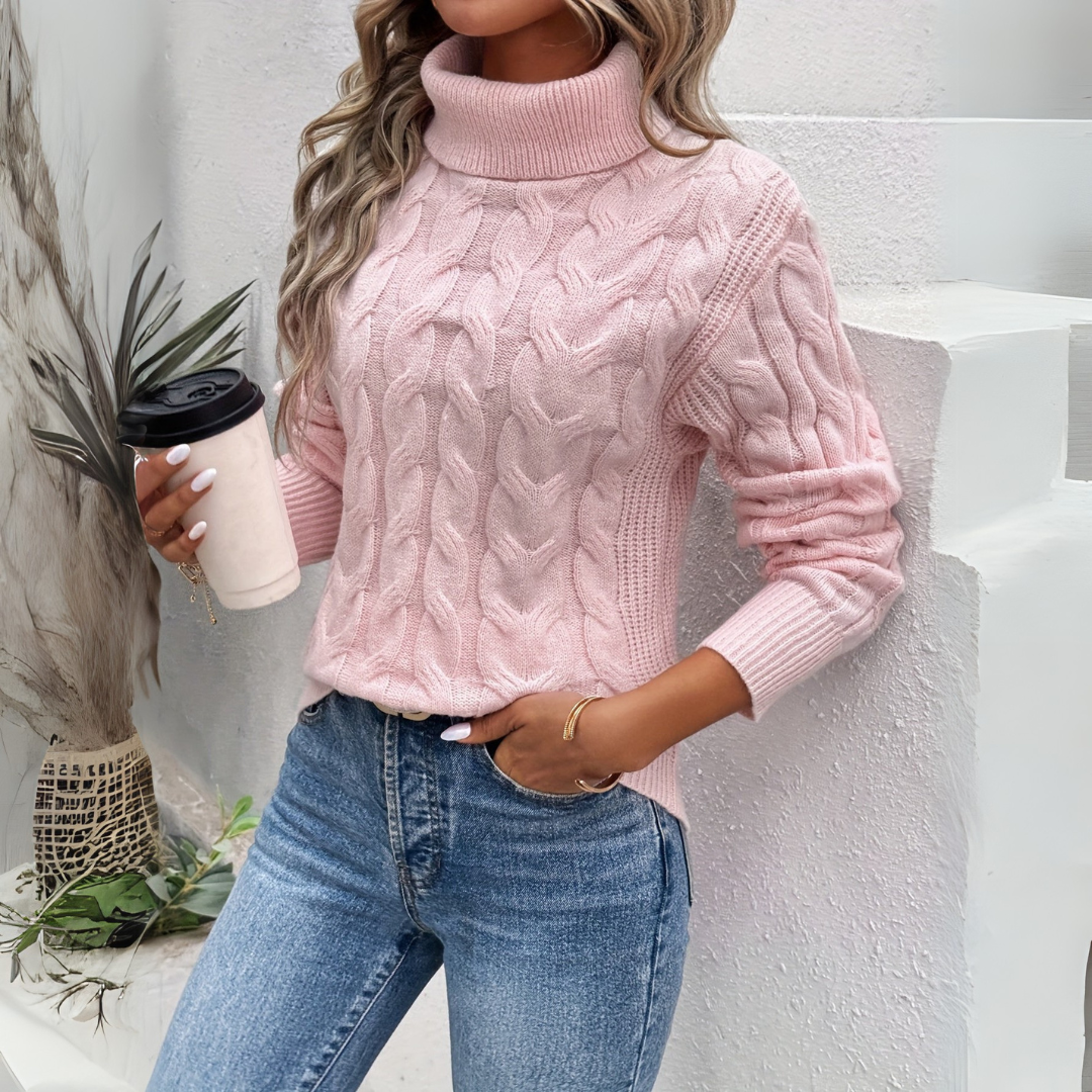 Amelia - Chic High Neck Knit Sweater