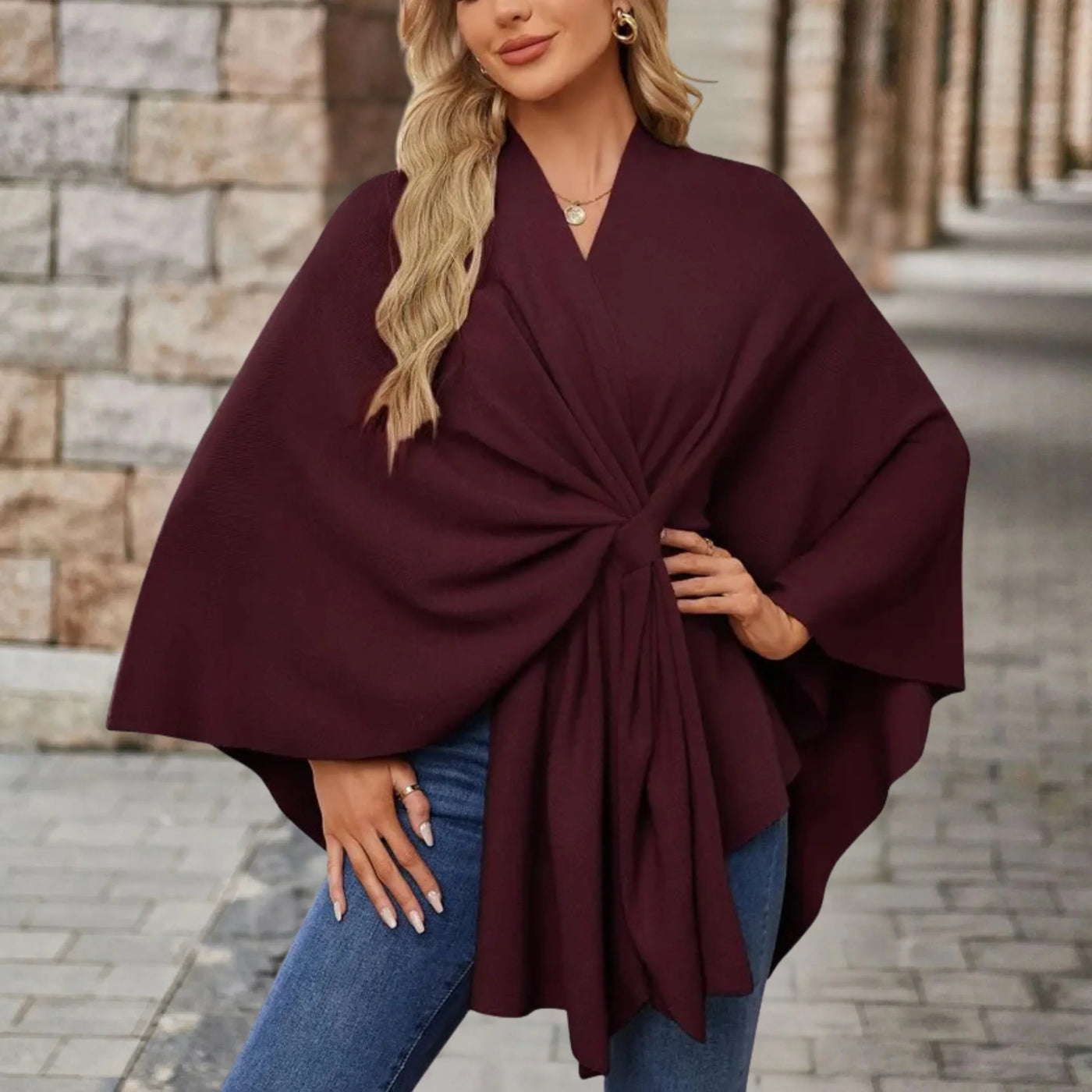 Yvette | Elegant Draped Poncho