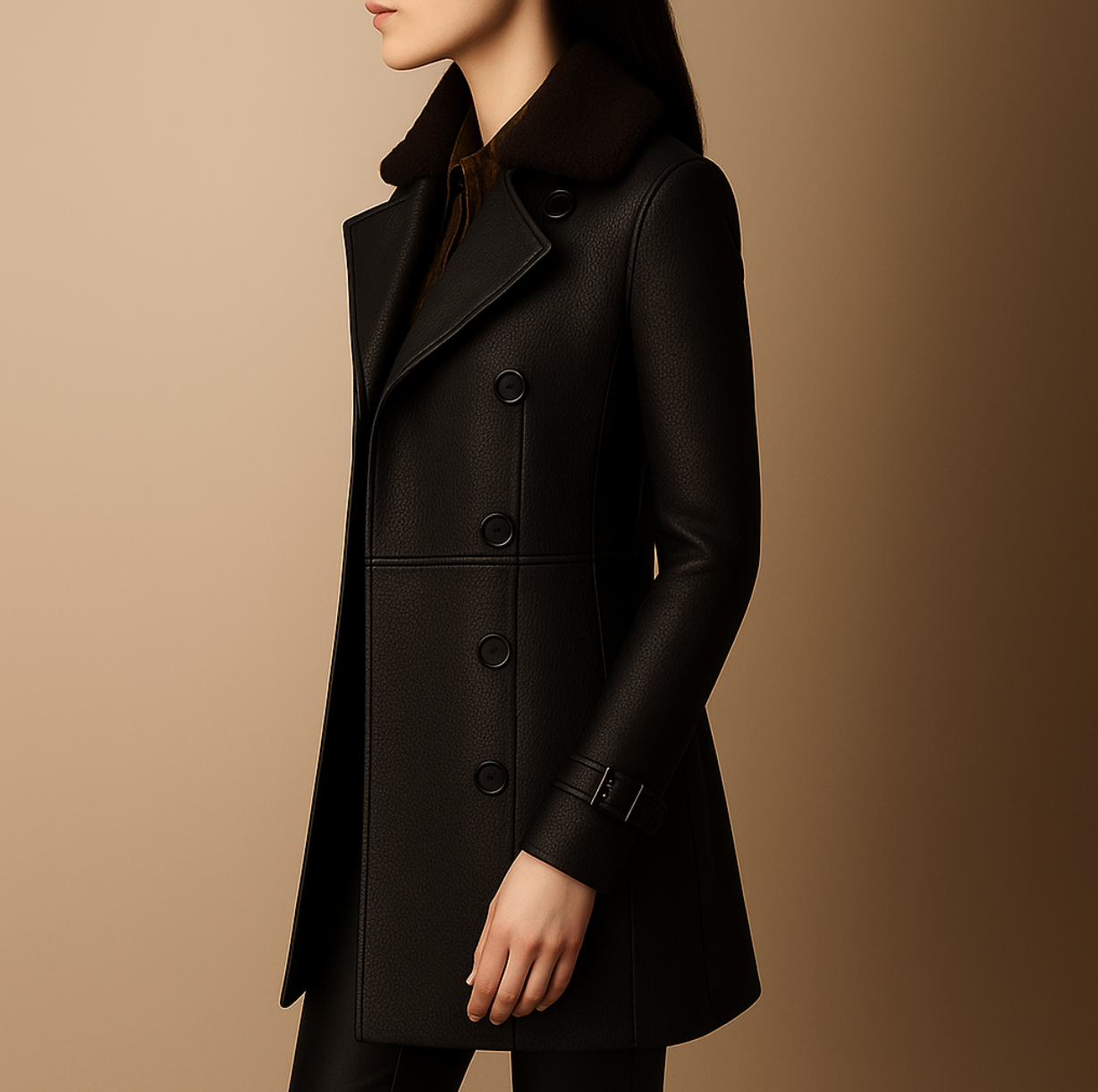 Maya | Elegant Leather Coat for Women | Timeless and Versatile
