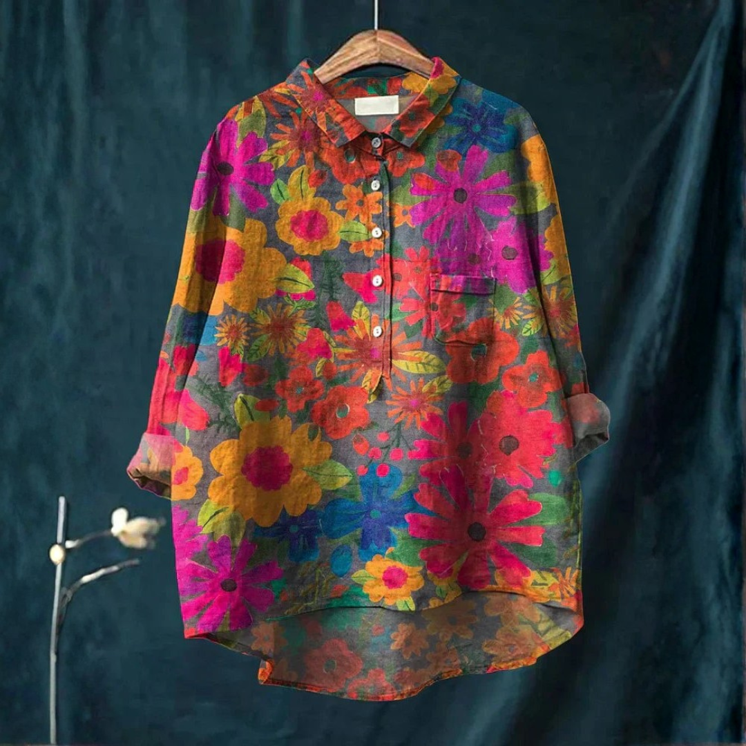 Violet™ – Artistic Shirt with Plant Pattern
