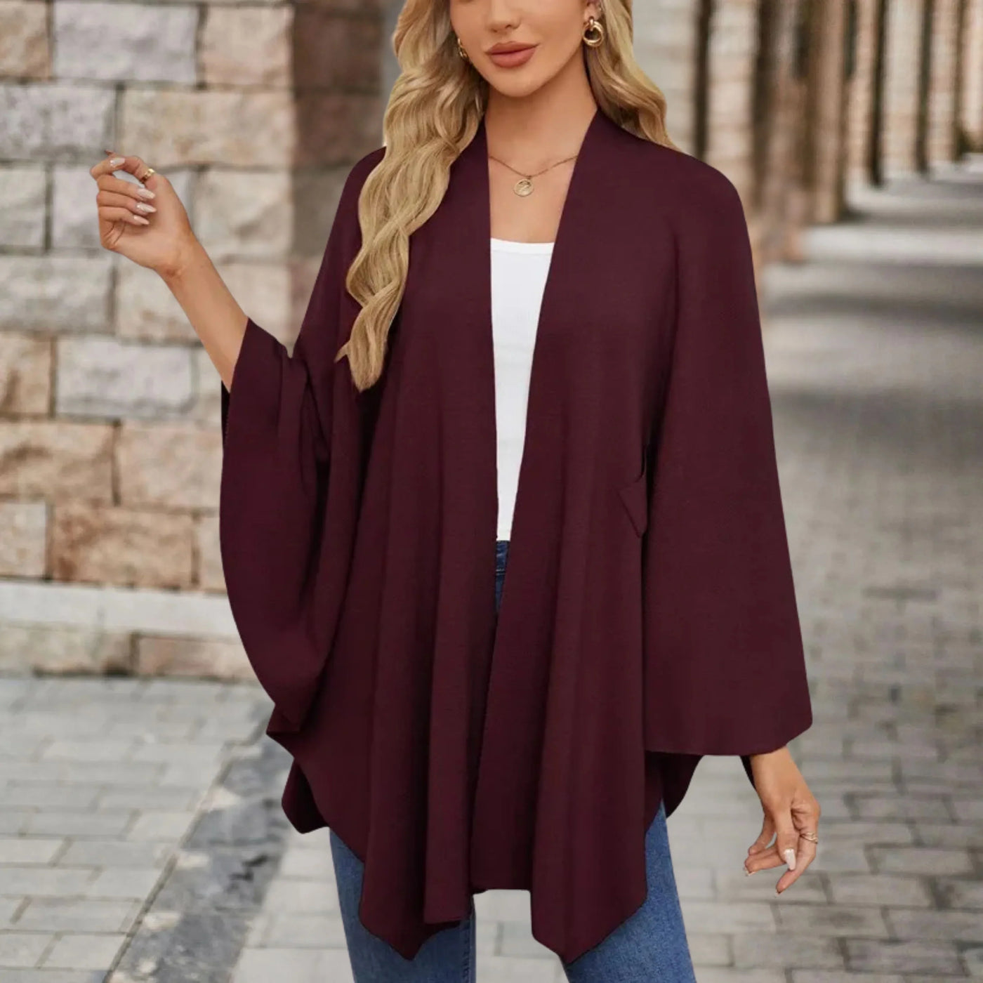 Yvette | Elegant Draped Poncho
