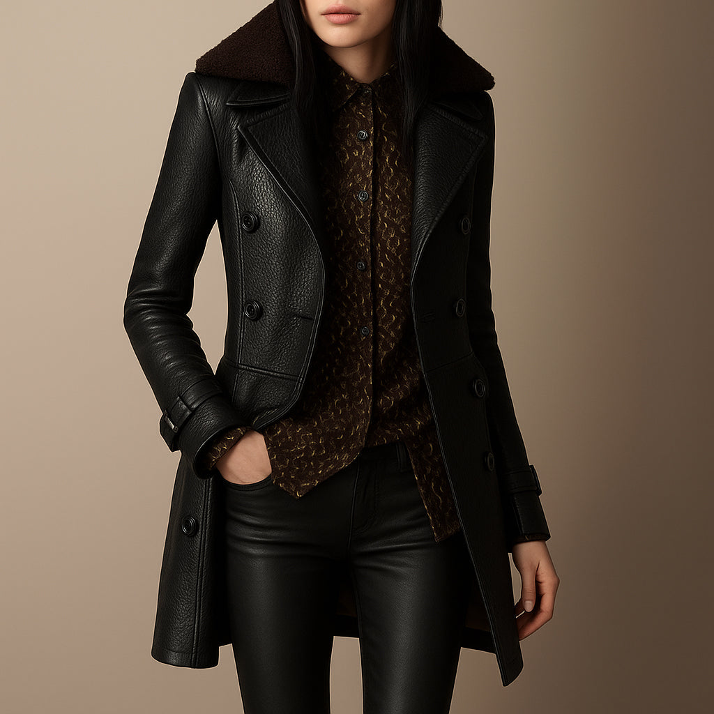 Maya | Elegant Leather Coat for Women | Timeless and Versatile