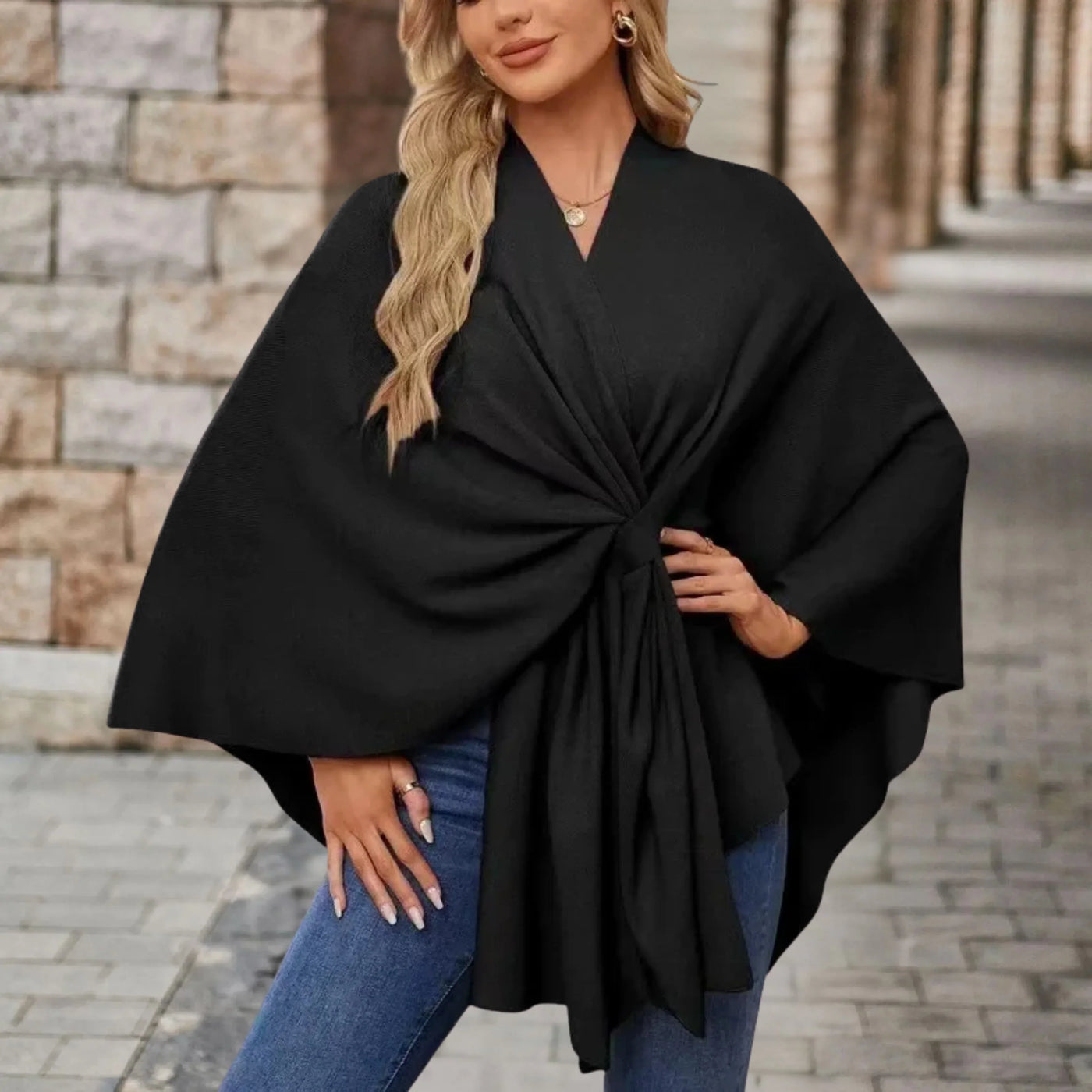 Yvette | Elegant Draped Poncho