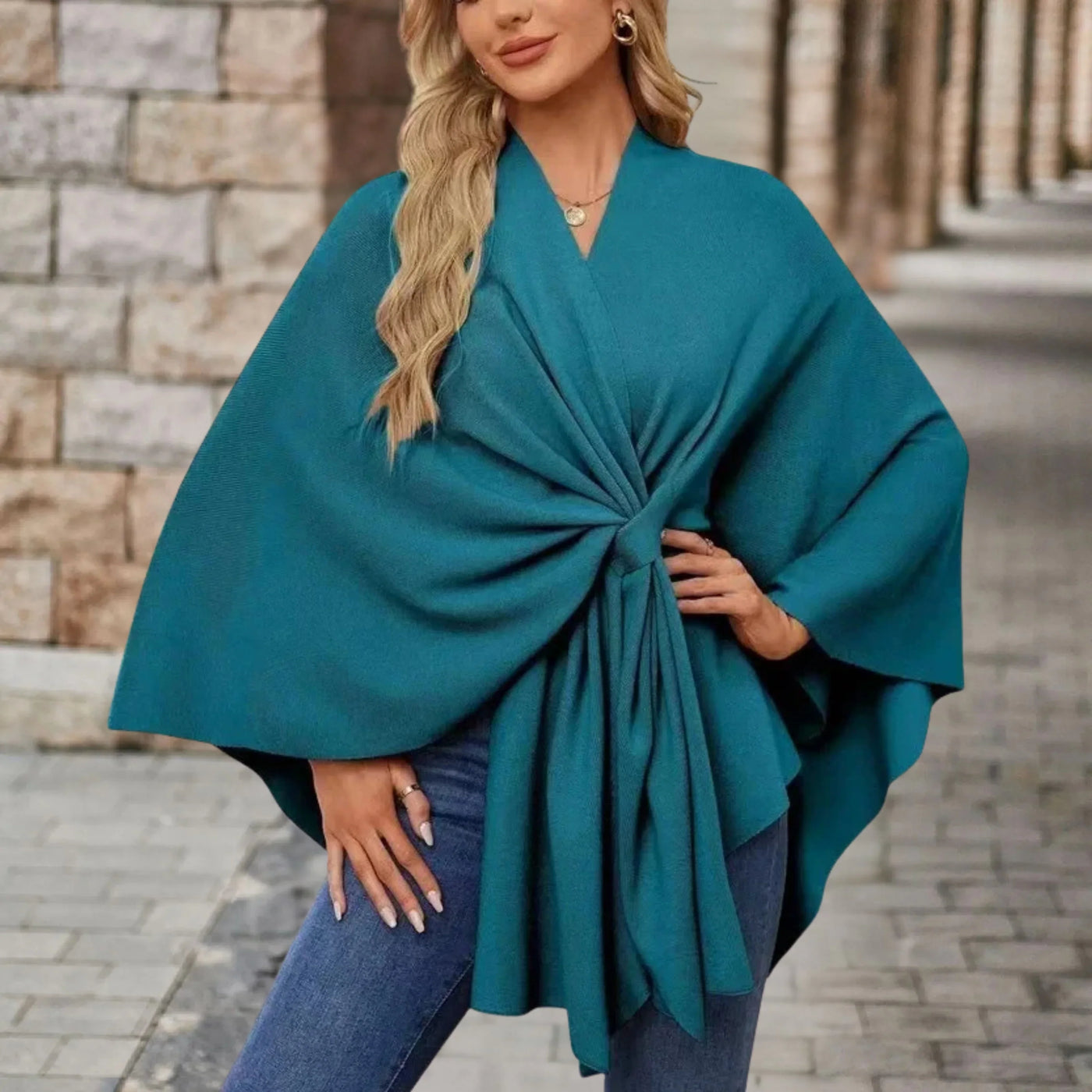 Yvette | Elegant Draped Poncho