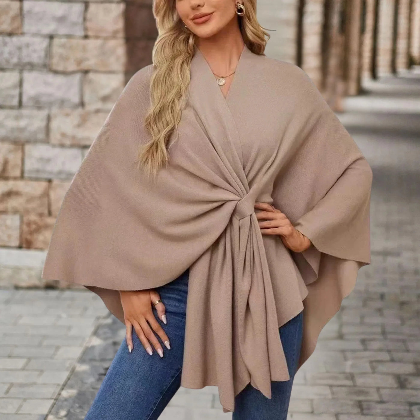 Yvette | Elegant Draped Poncho