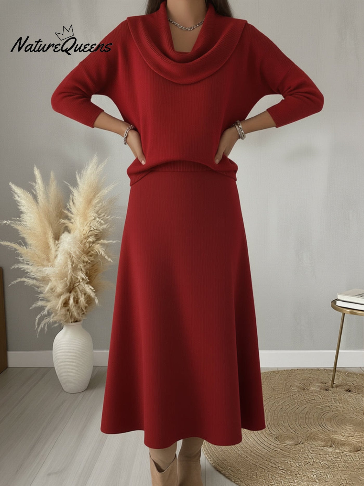 Chic Solid Color Sweater with Ruffled Collar for Women