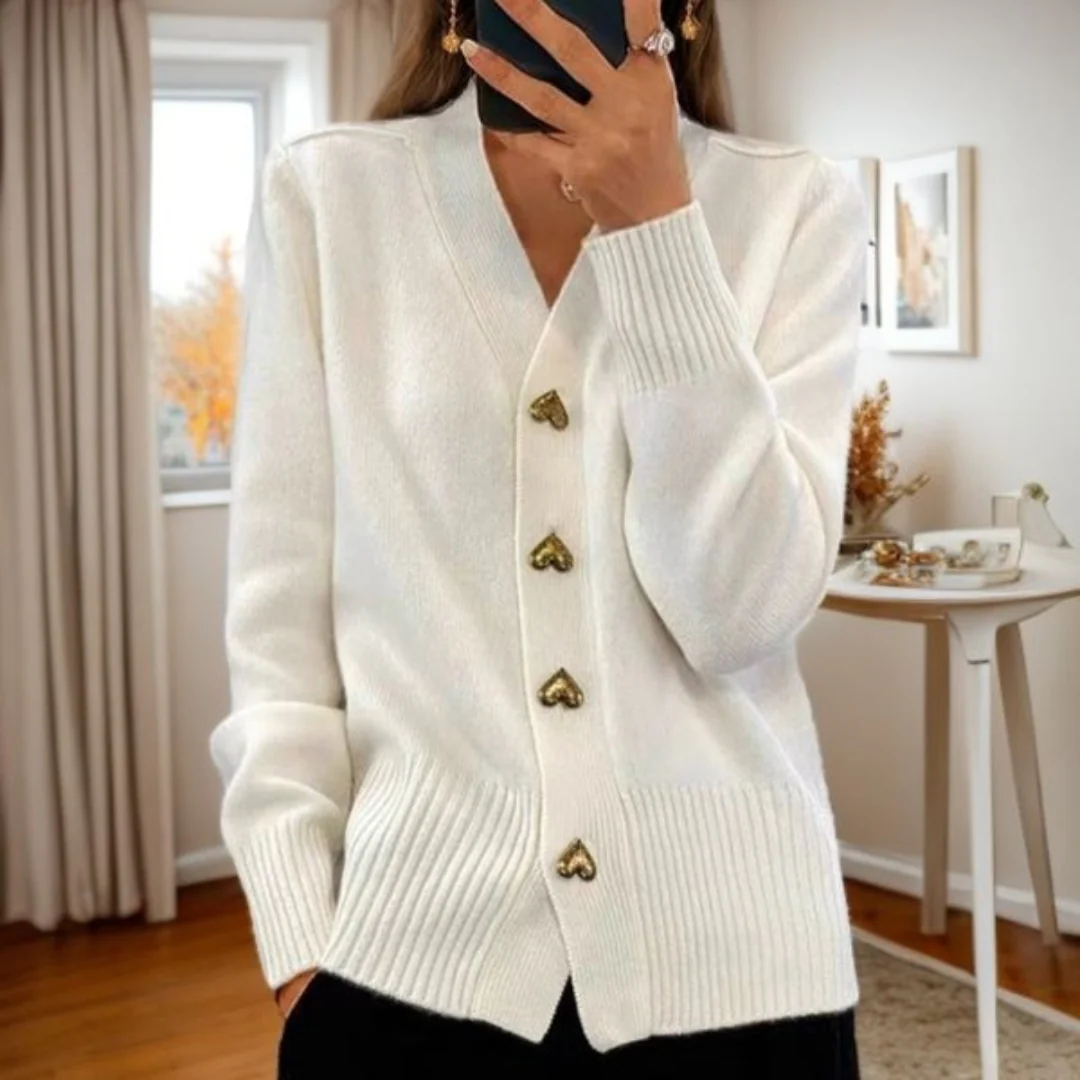 Adele - Cozy Heart Button Cardigan