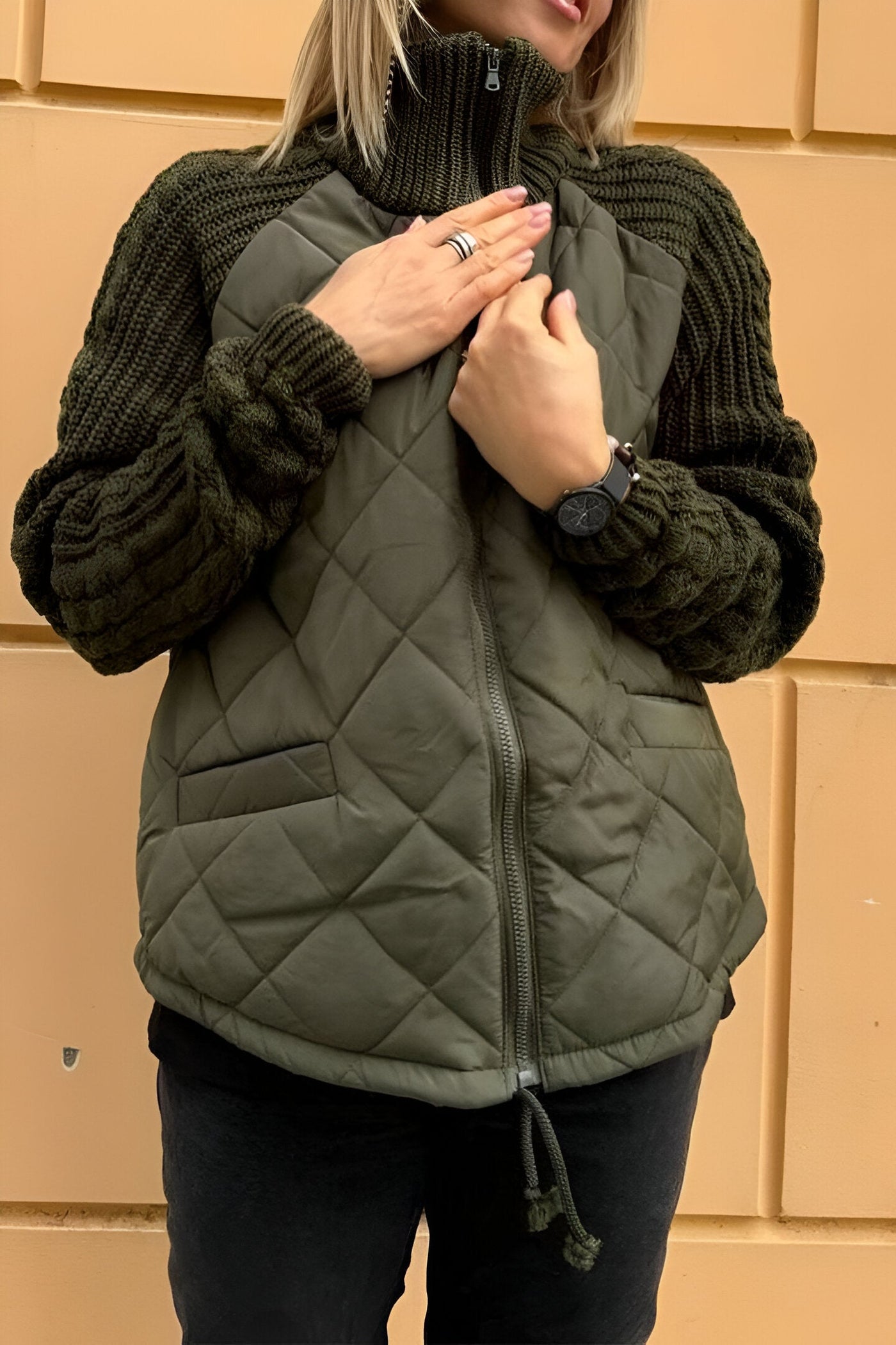 Therese | Pointed Jacket Made of Patchwork Knit