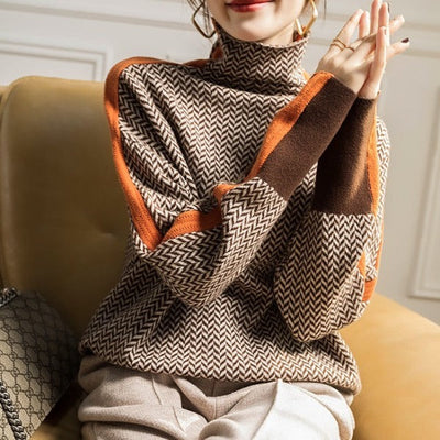 Malou | Turtleneck sweater with striking contrasting stripes