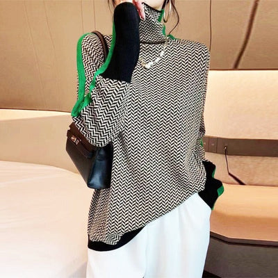Malou | Turtleneck sweater with striking contrasting stripes