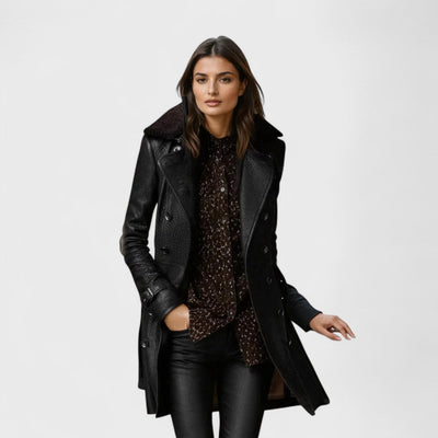 Marie | Elegant 3/4 Leather Coat