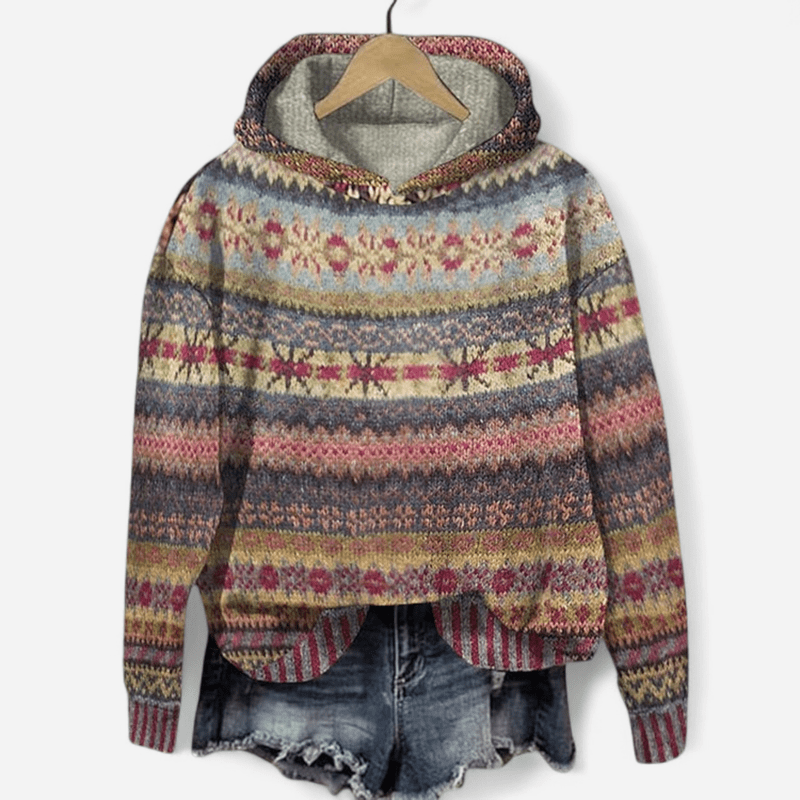 Gabrielle - Retro Hoodie with Ethnic Print