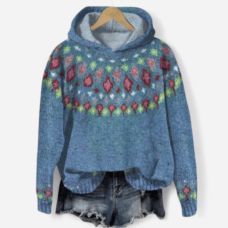 Gabrielle - Retro Hoodie with Ethnic Print