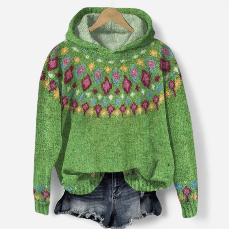 Gabrielle - Retro Hoodie with Ethnic Print