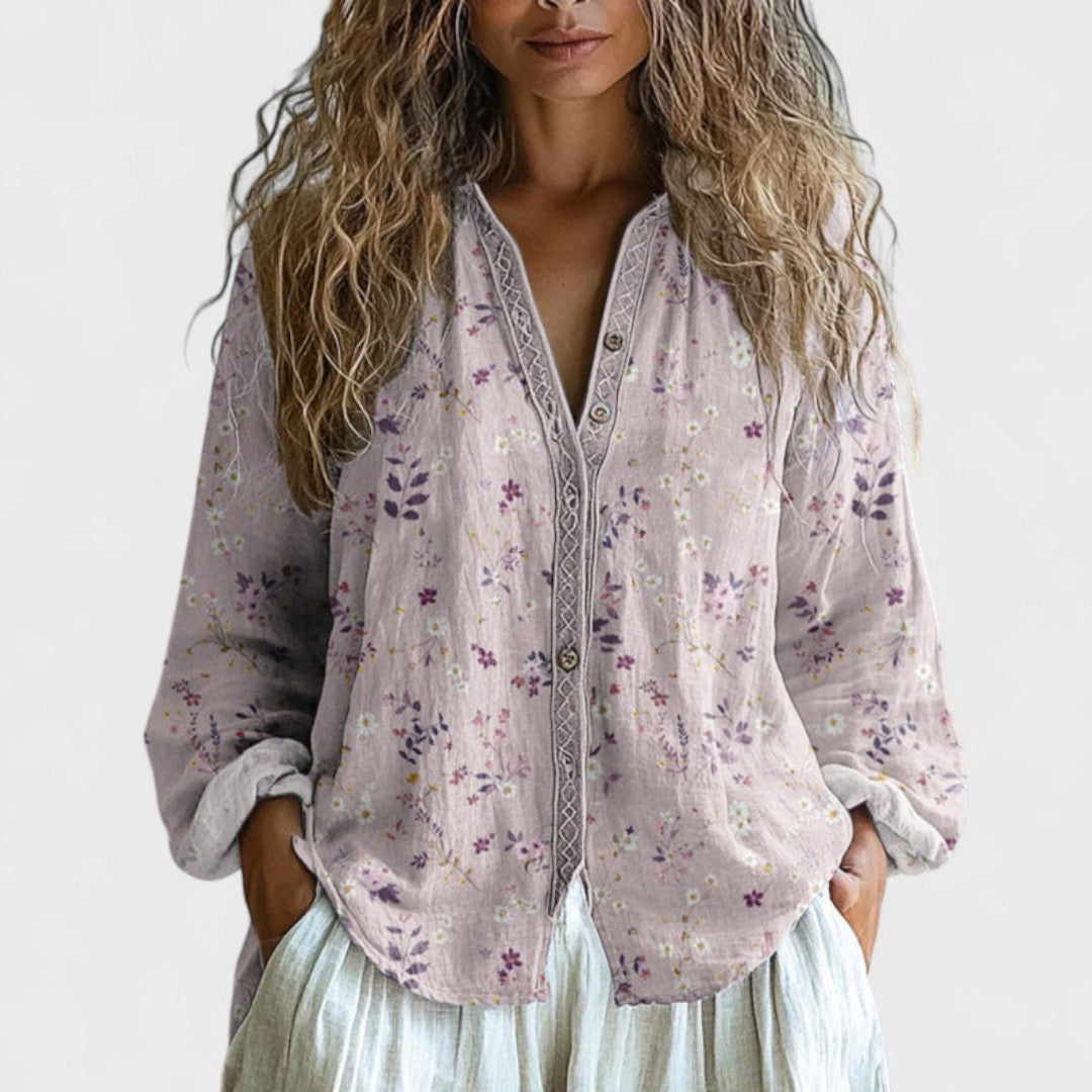 Ambra | Vintage Leaf Print Blouse