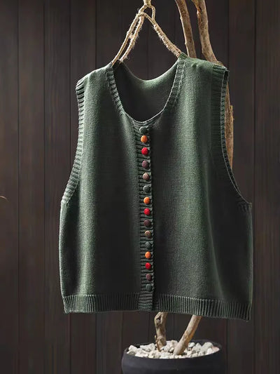 Marielle | Stylish Knitted Vest with Decorative Button Accents