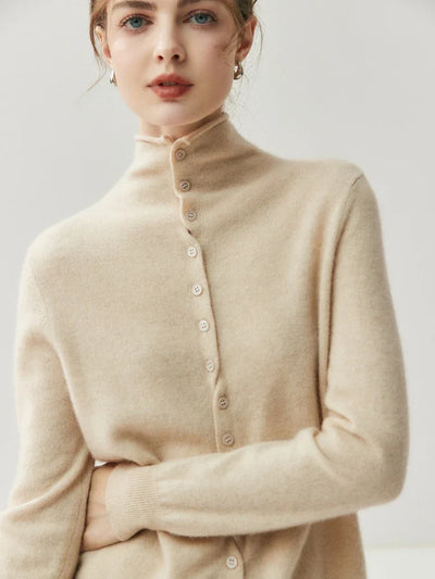 Solène | Cashmere Blend Sweater Featuring Back Button Detail