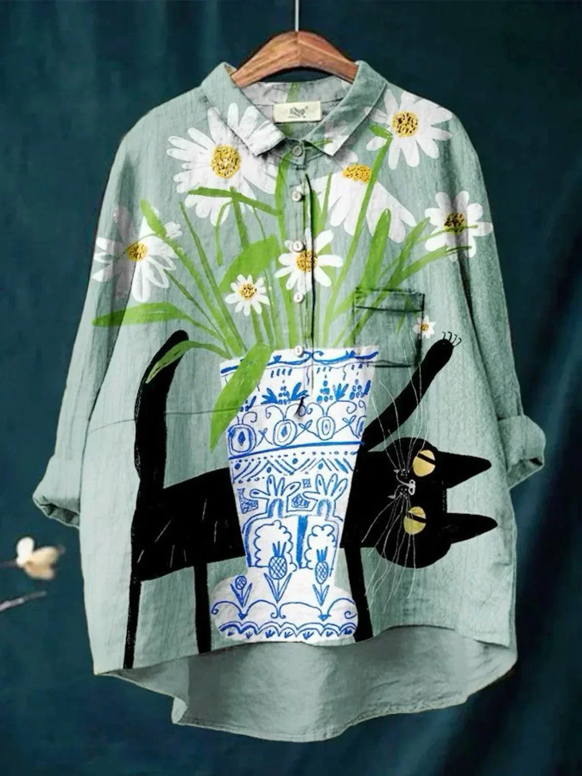 Zoey&Rose | Blouse with Cat and Flower Print