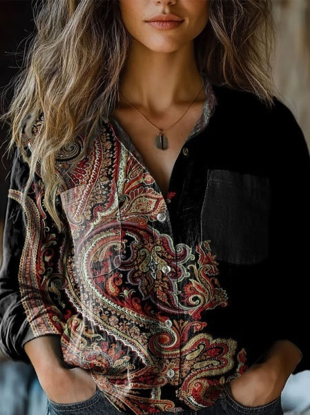 Vintage-Inspired Knitted Turtleneck with Retro Pattern Art Print