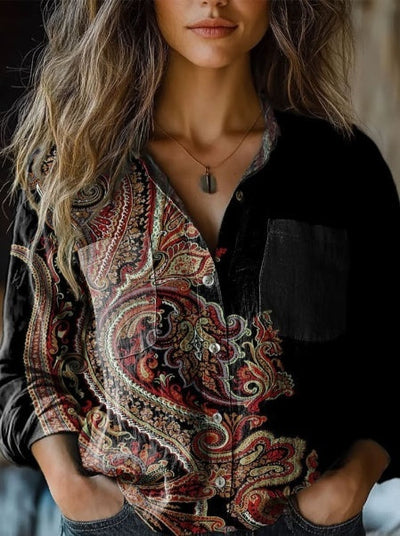 Vintage-Inspired Knitted Turtleneck with Retro Pattern Art Print