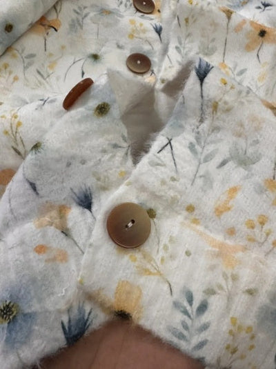 Charming Floral Print Button-Up Cardigan