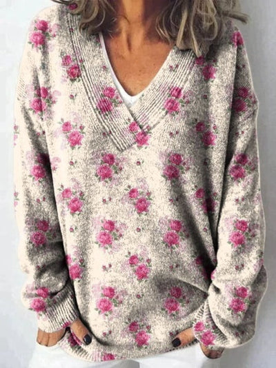 Watercolor French Rose Pattern Cardigan