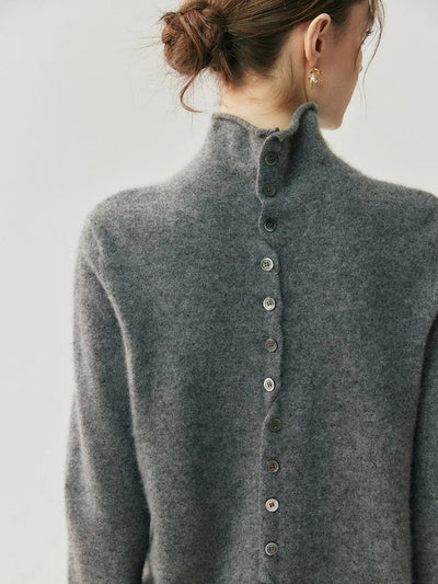 Solène | Cashmere Blend Sweater Featuring Back Button Detail