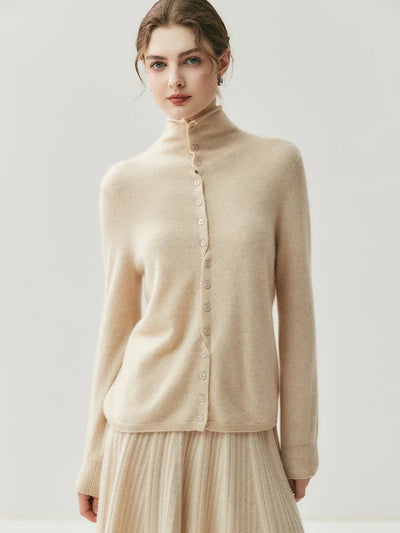 Solène | Cashmere Blend Sweater Featuring Back Button Detail