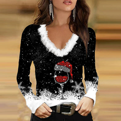 Bindy | Printed V-Neck Long Sleeve Top
