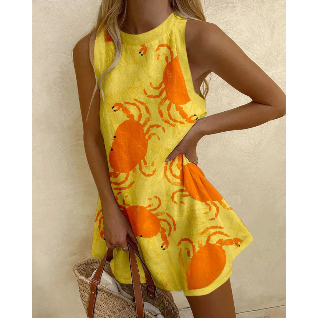 Beatrice™ | Crab Pattern Mini Dress