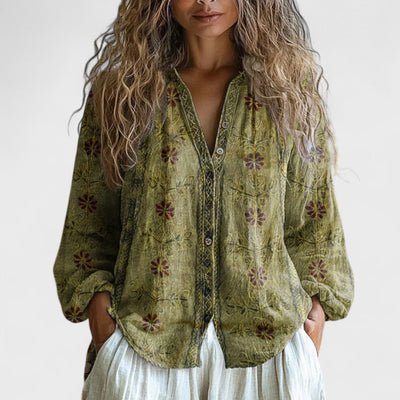 Ambra | Vintage Leaf Print Blouse