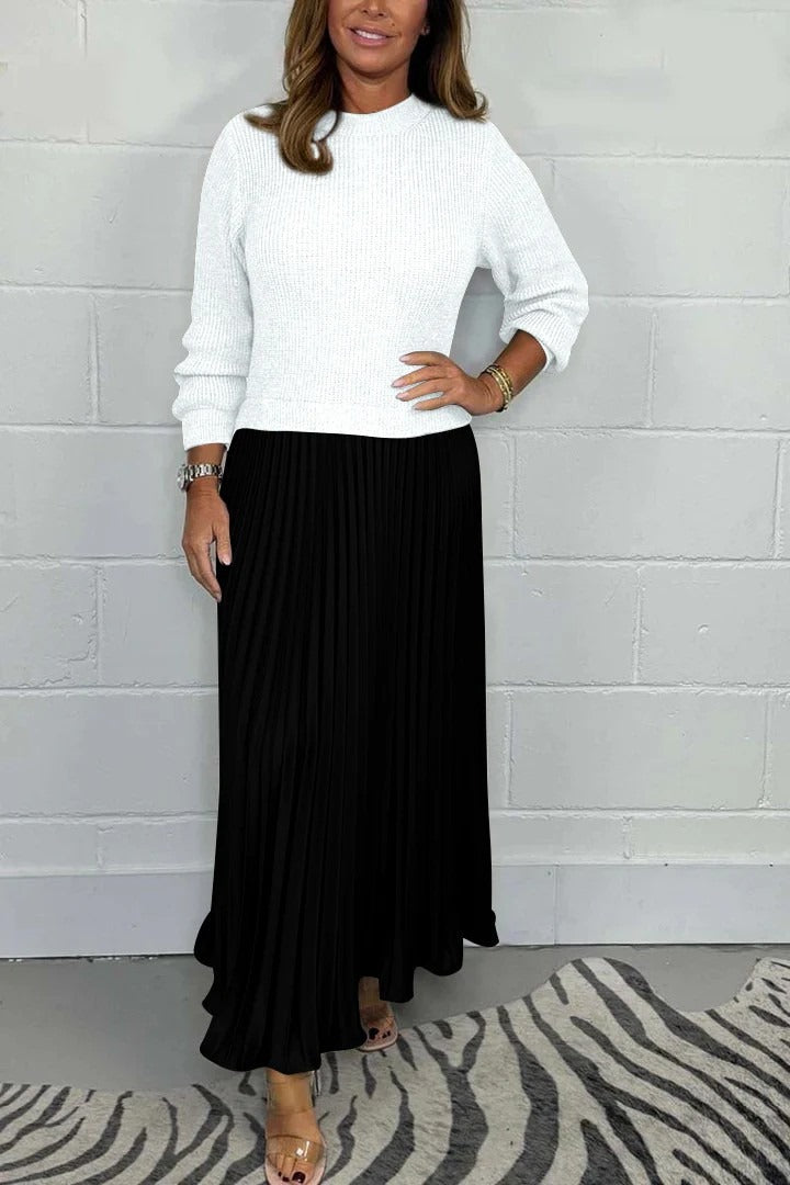 Brigid | Maxi dress with sweater and pleated skirt