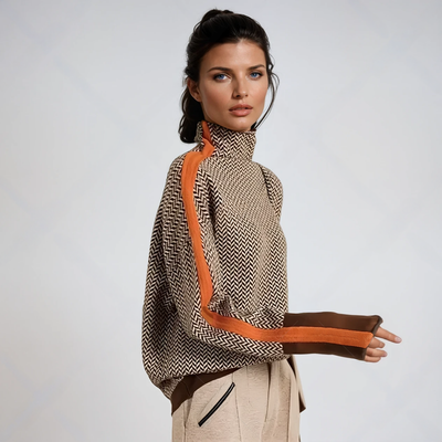 Malou | Turtleneck sweater with striking contrasting stripes
