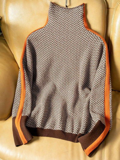 Malou | Turtleneck sweater with striking contrasting stripes