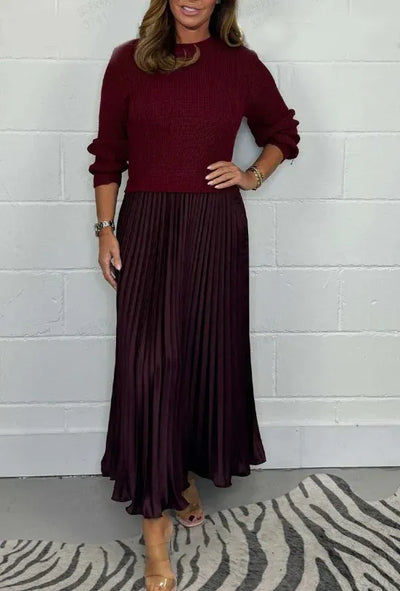 Brigid | Maxi dress with sweater and pleated skirt