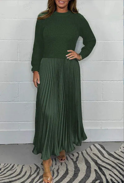 Brigid | Maxi dress with sweater and pleated skirt
