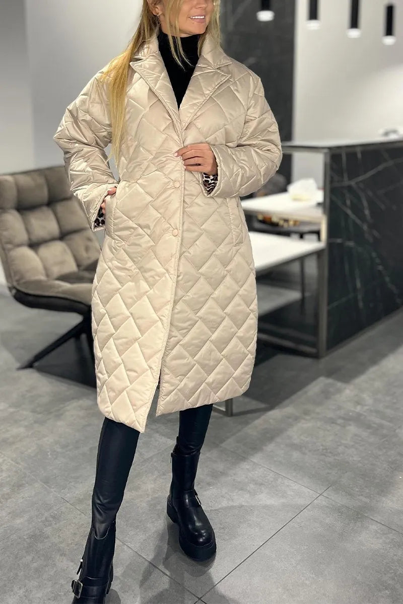 Dotsy | Reversible Quilted Coat with Leopard Lining