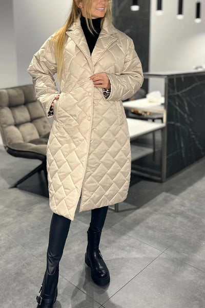 Dotsy | Reversible Quilted Coat with Leopard Lining