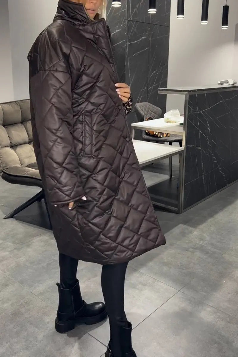 Dotsy | Reversible Quilted Coat with Leopard Lining