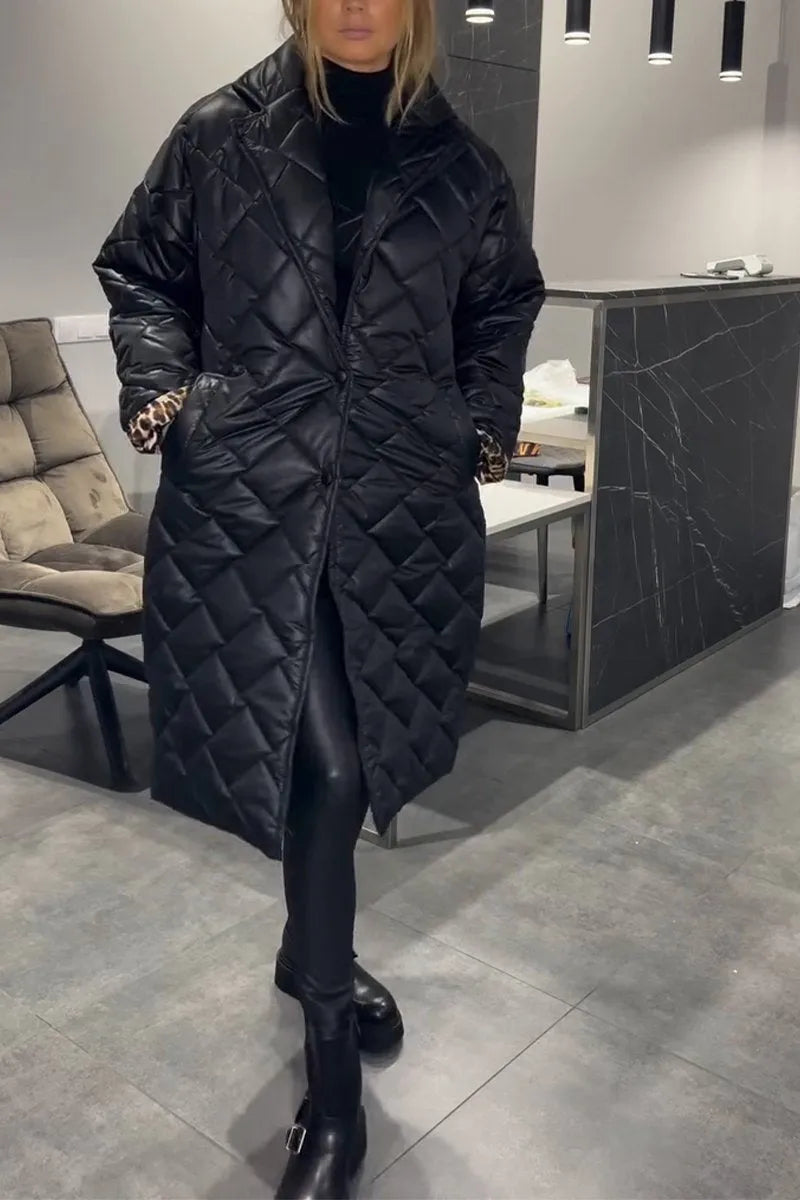 Dotsy | Reversible Quilted Coat with Leopard Lining