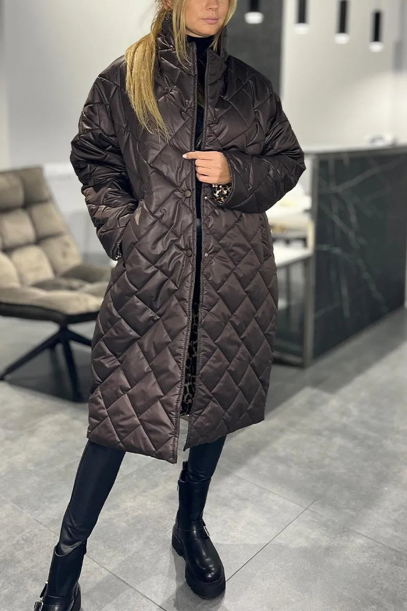 Dotsy | Reversible Quilted Coat with Leopard Lining